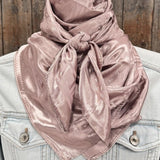 Tan Jacquard Paisley Western Southwestern Wild Rag Scarf Accent