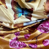 Bronze Roses Blue Purple Western Southwestern Wild Rag Scarf Accent