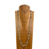 Copper & Jadeite Stone Beaded Necklace – 36" Long Layering Necklace