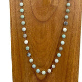 Copper & Jadeite Stone Beaded Necklace – 36" Long Layering Necklace