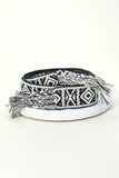 Boho Pattern Embroidered Braided Belt Black