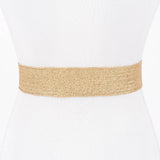 Rhinestone Square Buckle Straw Stretch Belt – Gold