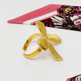 Cabled Adjustable Bow Ring Gold