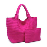 Sky's The Limit Large Woven Neoprene Tote | Fuchsia