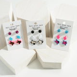 Set of Three Texas Stud Earrings Hot Pink and Turquoise