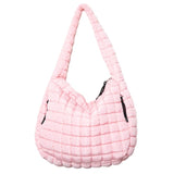 Light Blush Pink Oversized Slouchy Quilted Puffer Puffy Hobo Tote Bag