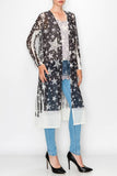 Black White Star Long Sleeve Duster