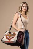 Handwoven Navajo Pattern Duffel Bag with Suede Straps — Acapulco