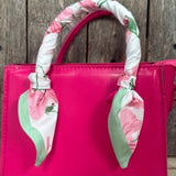 Pink Green Floral Western Skinny Cowgirl Mini Wild Rag Scarf Necktie
