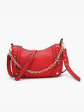 Artemis Paneled Crossbody with Stud Details and Chain Strap Cherry Red