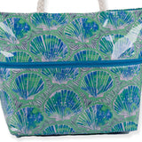 Tropical Seashell Shoulder Tote | Green Blue