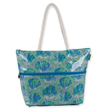 Tropical Seashell Shoulder Tote | Green Blue