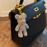 Twinkle Teddy Luxe Bag Charm Keychain Pink Aurora Borealis Crystal Bear