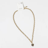 Gold Dipped Chunky Chain Heart Pendant Necklace | Gold