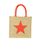 Lightweight Star Straw Tote Bag Orange Tan