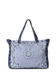 Bandana Print Canvas Tote - Bailey Light Blue/Navy