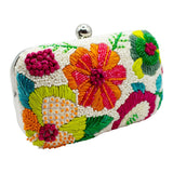 Tropical Floral Beaded Hard Clutch - Handcrafted Evening Bag