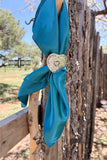 Western Cowgirl Heart Breaker Wild Rag Scarf Slide Ring Tee Clip