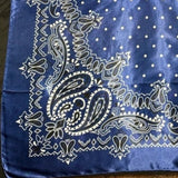 Navy Blue Bandana Printed Western Southwestern Wild Rag Scarf Accent