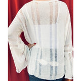 Distressed Effect Lightweight Knit Top White