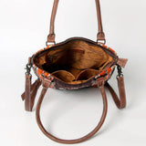 American Darling Saddle Blanket Tote - Handwoven Wool Leather Western Bag Yellow