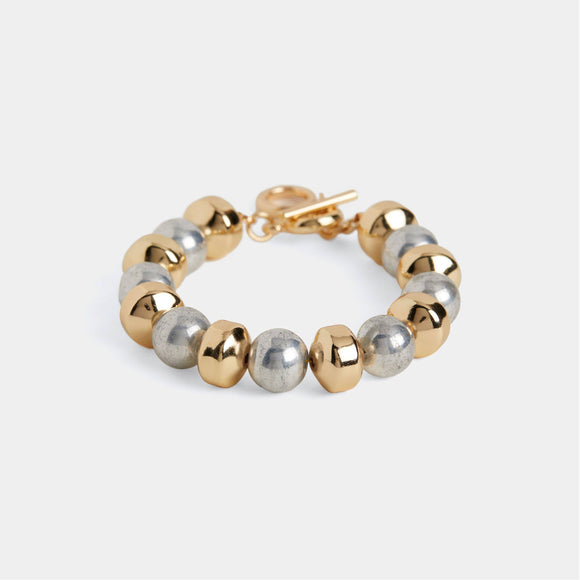 Sasha Mixed Metal Bracelet Silver and Gold Tone Beads