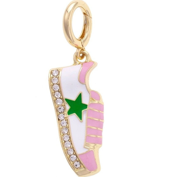 Star Sneaker Enamel Crystal Pendant Charm in Pink White Green