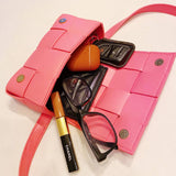 Bubble Gum Pink Candy Cube Woven Sling Crossbody Bag