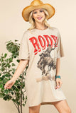 Betty Western Rodeo Graphic T-Shirt Dress | Khaki/Red