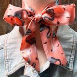 Pink and Grey Flamingo Western Skinny Cowgirl Mini Wild Rag Scarf Necktie