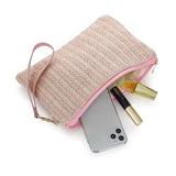 Straw Wristlets Clutch Light Pink
