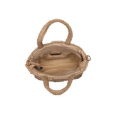 Chiara Woven Crossbody Bag | Tan with Vegan Leather Strap & Gold Hardware