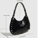 Retro Studded Chain Strap Shoulder Bag Dark Red