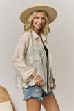 Butterfly Embroidered Sheer Gauze Blouse