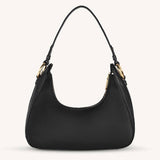 Ava Half-Moon Vegan Leather Shoulder Bag in Black