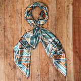 Aztec Cacti Print Silky Wild Rag | 36x36 | Jade & Rust