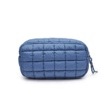 Cloud Nine Quilted Puffer Nylon Cosmetic Pouch in Denim
