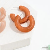 Marbled Acetate Hoop Earrings Brown