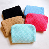 Embossed Daisy Cosmetic Case - Pink Floral Makeup Bag with Gold Zipper