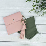 Key Ring Pouch With Tassel and Clip Gray