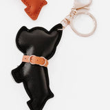 Scottie Puppy Vegan Leather Bag Charm Key Chain Black