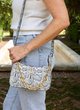 Joan Snake Print Crossbody Charcoal White