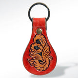 American Darling Red Scroll Tooled Leather Keyring