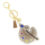 Bling Crystal Artist Paint Palette Tassel Keychain