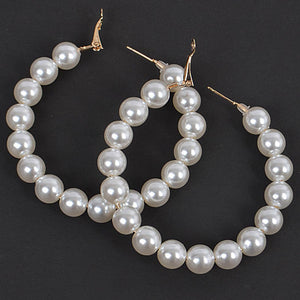 Pearl Beaded Statement Hoop Earring