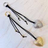 Puffy Big Heart Bag Charm Black Gold