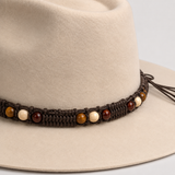Brown Beaded Macramé Western Hat Band, Tie-On