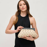 Jamie Woven Wooden Frame Clutch | Ivory Vegan Leather