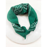 Green Paisley Pattern Bandana | 100% Cotton | 21x21"