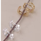 Checker Cutout Huggie Hoop Earrings - Matte Silver